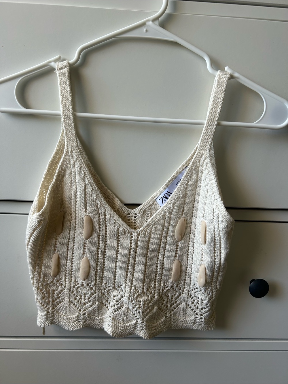 Zara Cream Knit Cropped Camisole - Picture 1 of 3